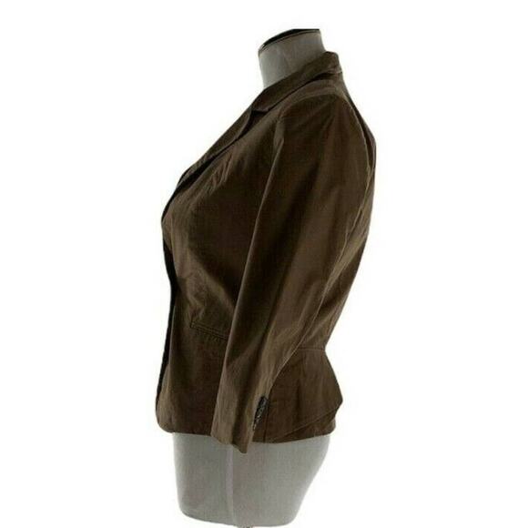 H&M Women's Notch Lapel Back One Button Khaki Fitted Lined Blazer Jacket Size 6 - Picture 2 of 8